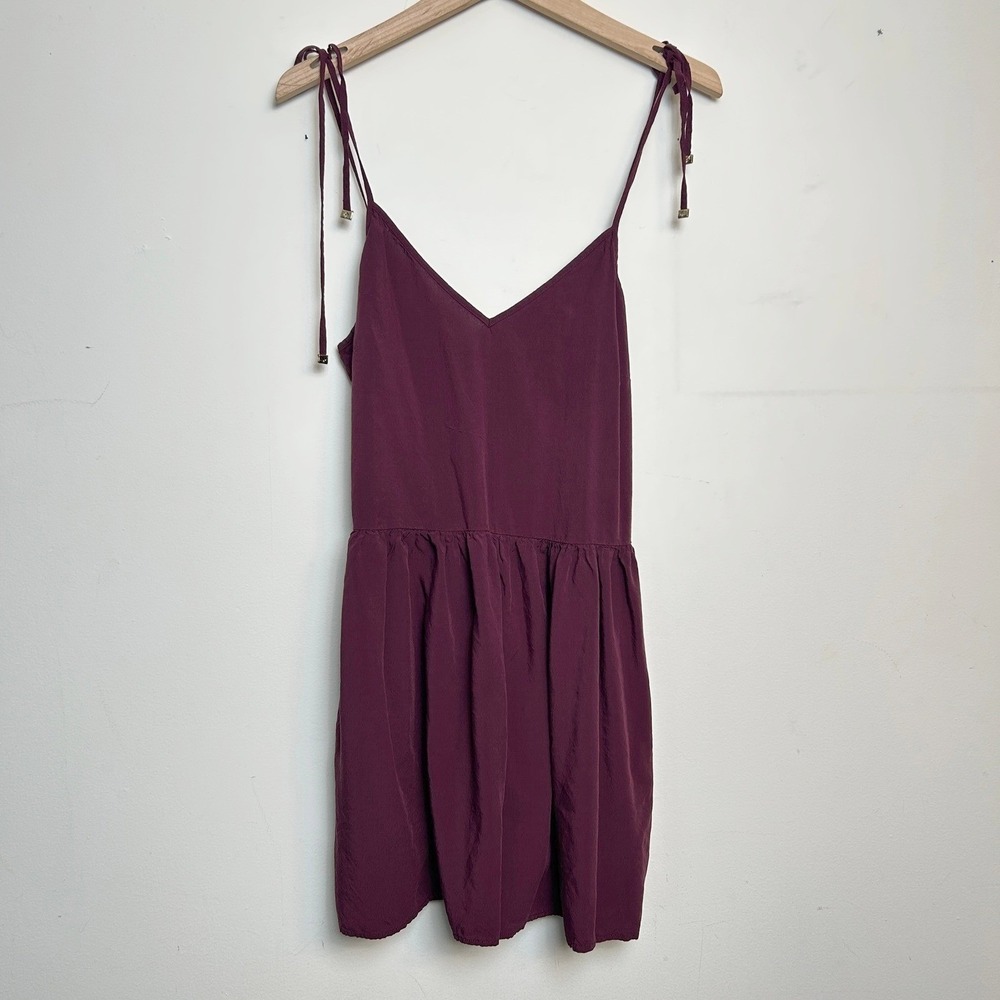 Kate Spade Dive Right In Smocked Tie Shoulder Romper Burgundy Medium